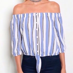 Tops - Striped Off Shoulder Top Tops - Striped Off Shoulder Top